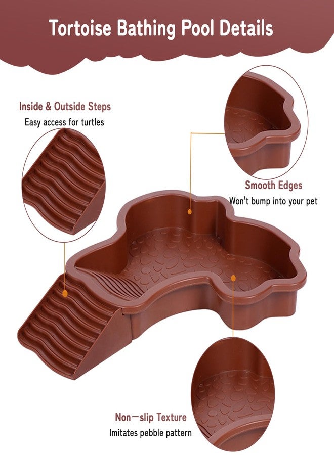 Could Spark Small Water Dish Plastic Reptile Bathing Pool， Thickened Non-Slip Feeding Tortoise Food Water Bowls with Removable Ramp，Tortoise Habitat Accessories for Turtle Lizard Gecko Snake Bearded Dragons - Image 3